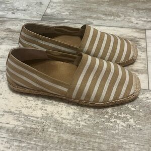 Vionic Beige Striped Espadrilles